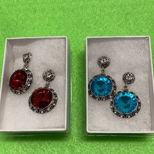 Silver tone earrings set of 2